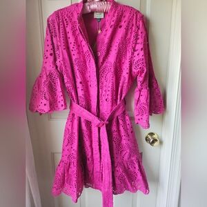 FARM Rio Fuchsia Eyelet Dress